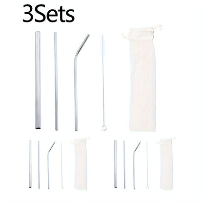 US Local Natural Color Reusable Straws With Cleaning Brush And Storage Bag, Colorful Bent Straws And Straight Straws, Halloween, Christmas