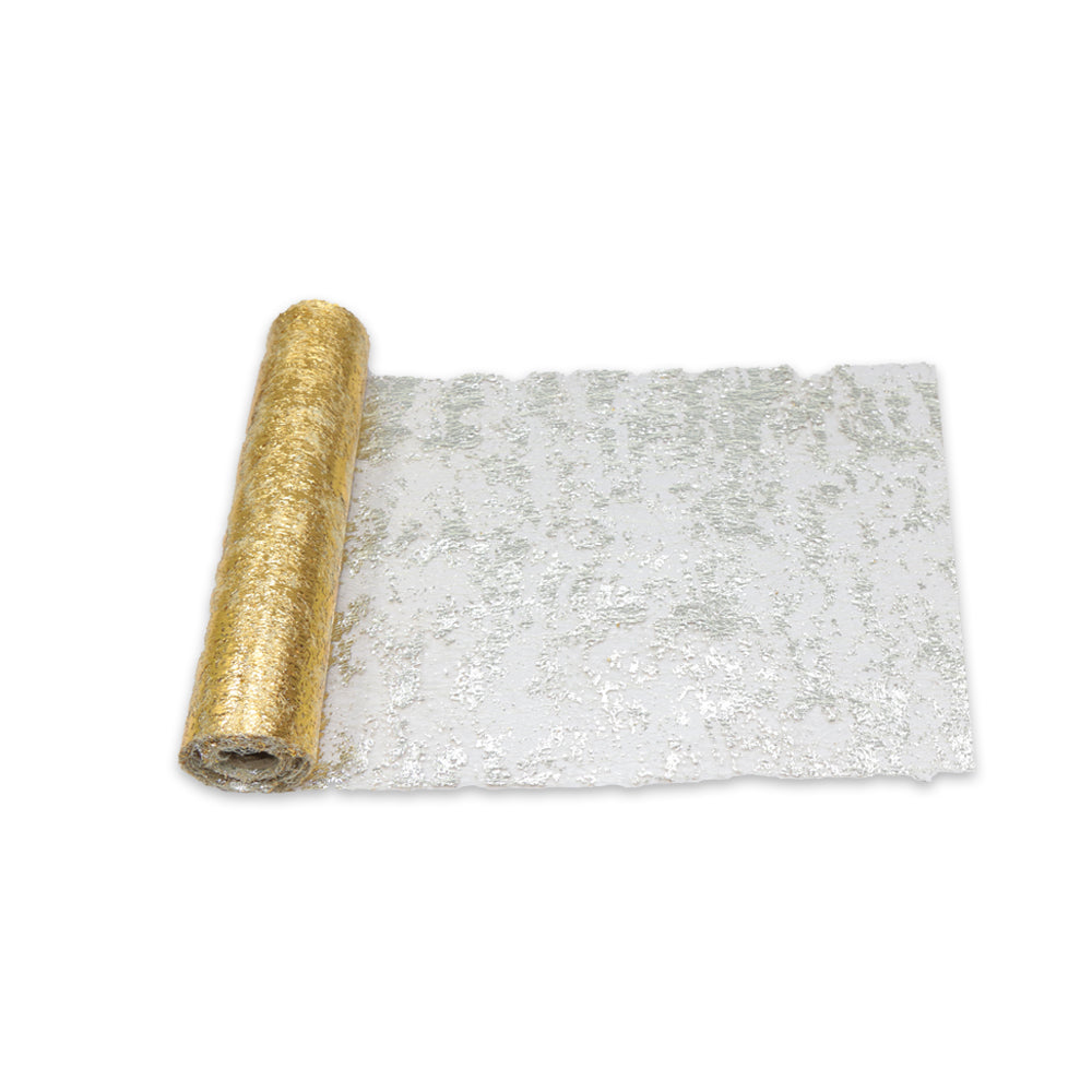 US Local Gold Table Runner, Glitter Metallic Mesh Table Runner 11 Inch x 49 Feet, Table Decorations for Wedding, Birthday Party