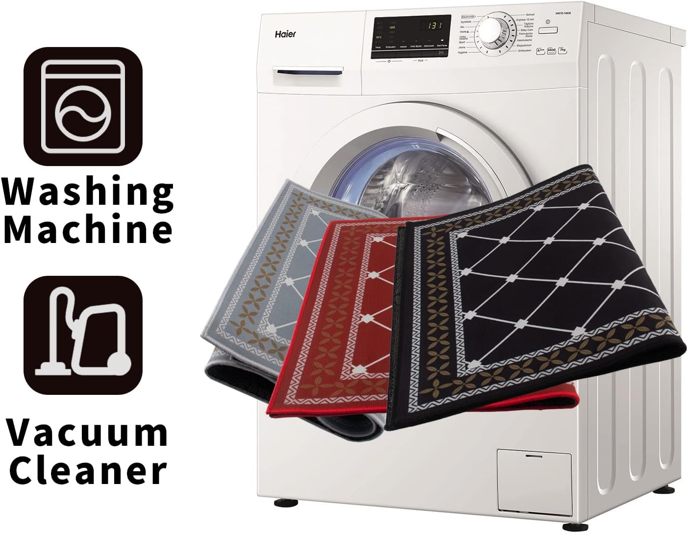 US Local Kitchen Rugs Washable Kitchen Mats for Floor Non Slip Kitchen Mats Set of 2 Absorbent Kitchen Runner, 19.7 X 31.5 In +19.7 X 47.2 In