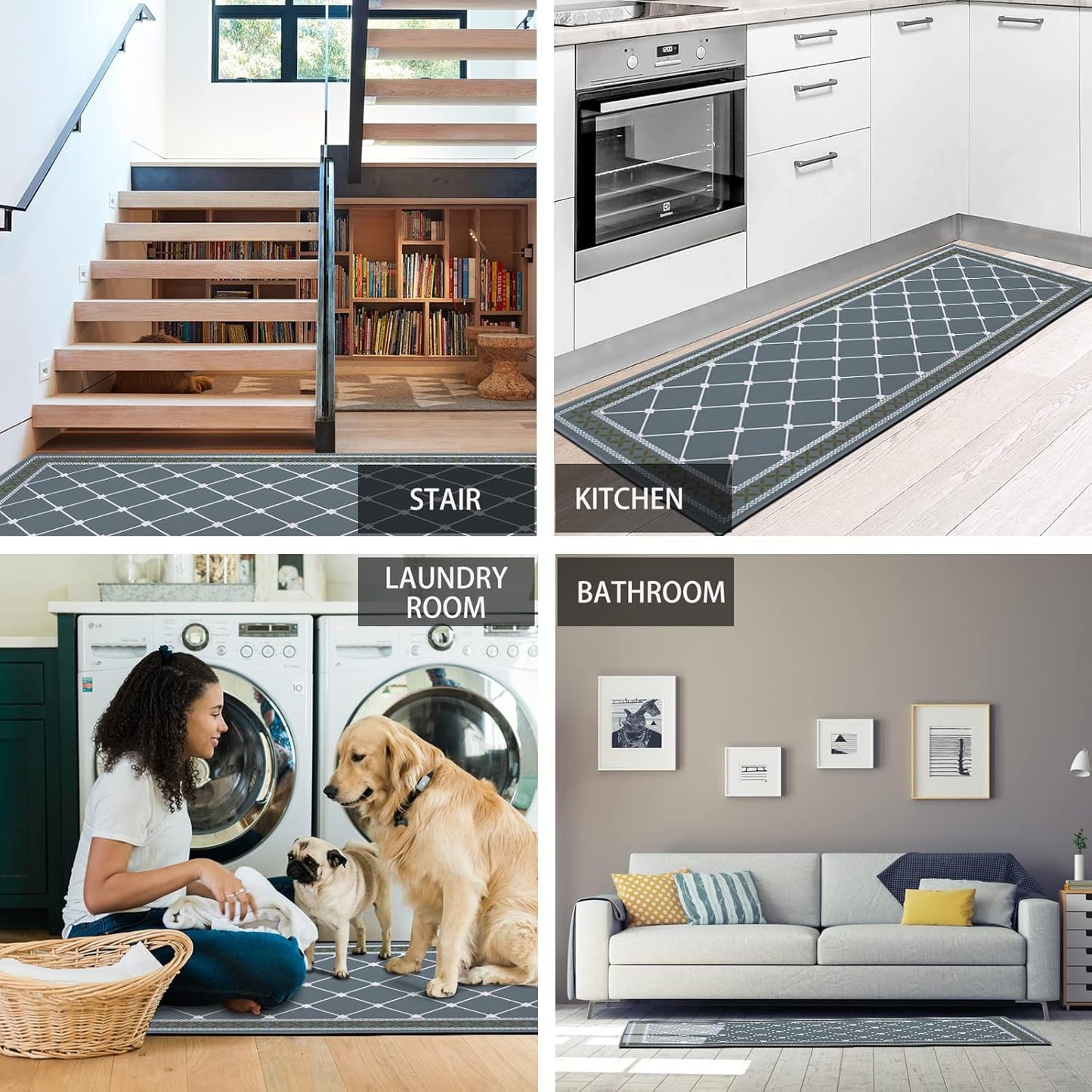 US Local Kitchen Rugs Washable Kitchen Mats for Floor Non Slip Kitchen Mats Set of 2 Absorbent Kitchen Runner, 19.7 X 31.5 In +19.7 X 47.2 In