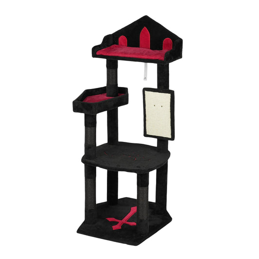 US Local Halloween Gothic Cat Tree - 49in Black Cat Tower with Throne Goth Bed, Coffin-shaped Perch, Durable Sisal Scratching Posts, Goth Cat Tree for Majestic Rest