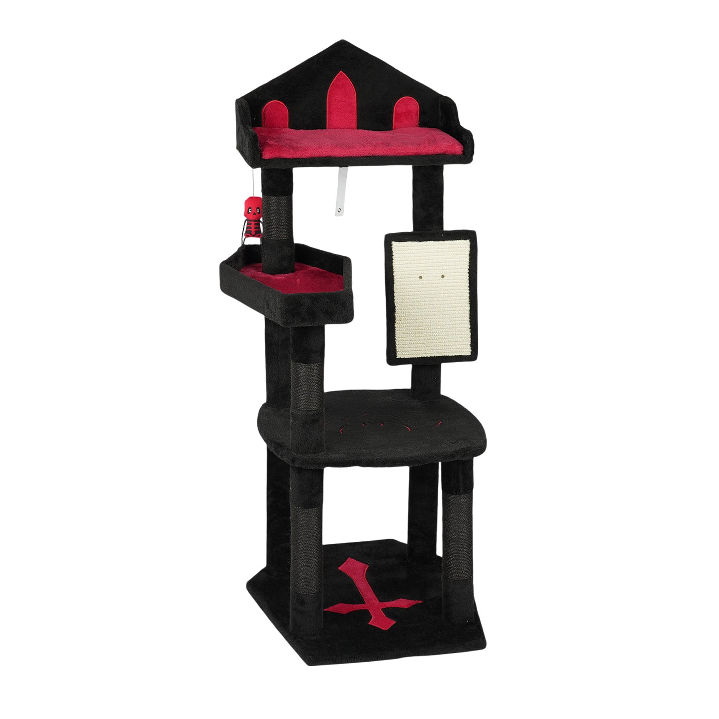 US Local Halloween Gothic Cat Tree - 49in Black Cat Tower with Throne Goth Bed, Coffin-shaped Perch, Durable Sisal Scratching Posts, Goth Cat Tree for Majestic Rest