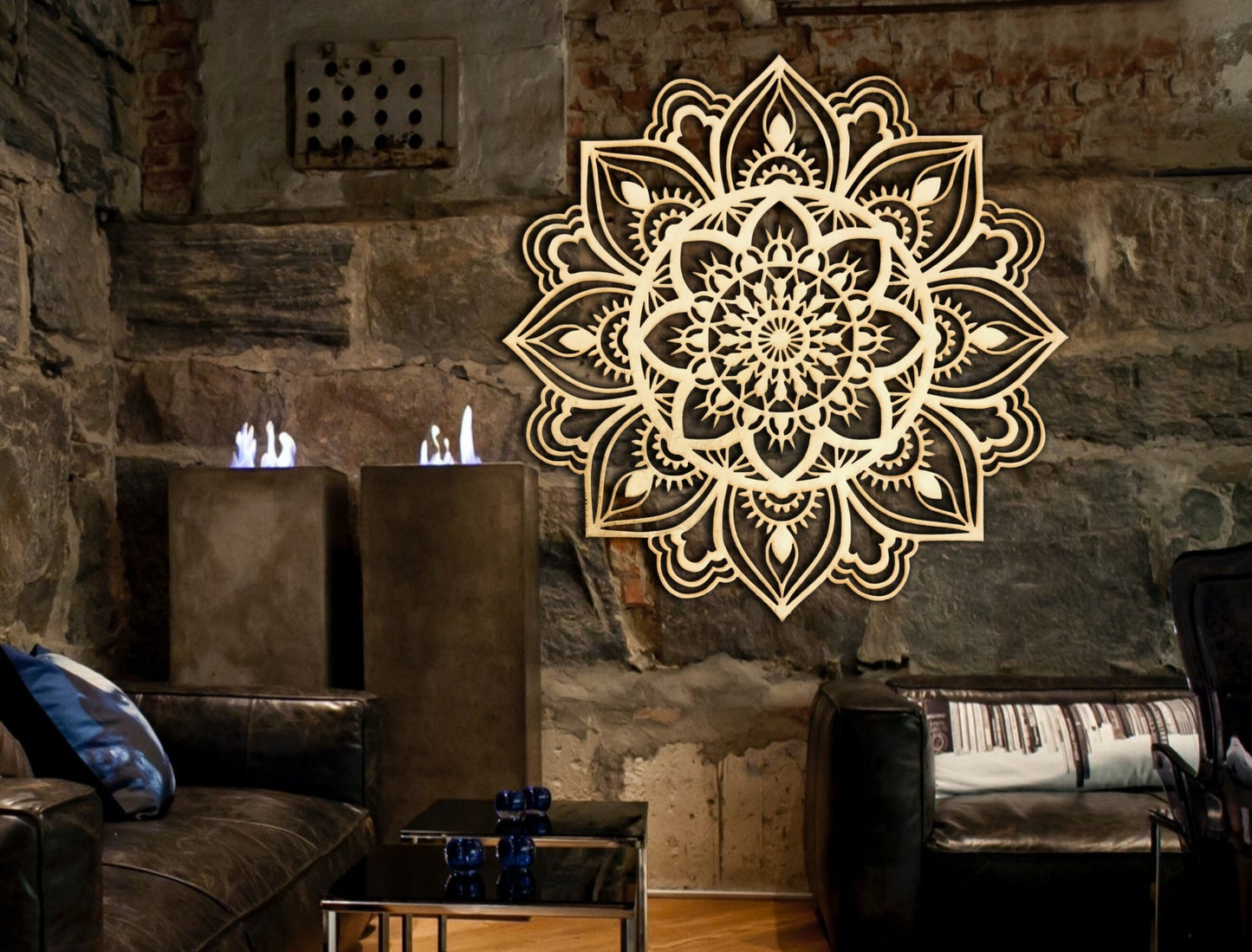 US Local 1 pc Stunning metal wall art. Moroccan-inspired decor. Moroccan wall artwork. Living room wall adornment. Indian-themed decor. Mandala wall art piece