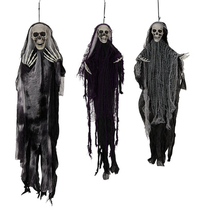 US Local 3 Pack Hanging Halloween Skeleton Ghosts Decorations, Grim Reapers for Best Halloween Outdoor Decorations