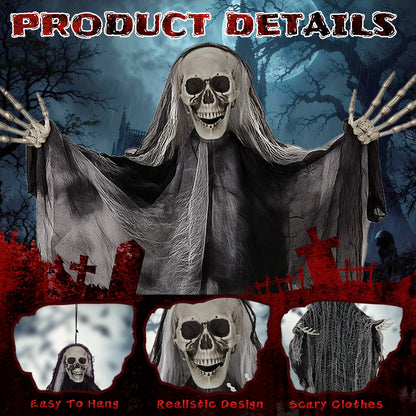 US Local 3 Pack Hanging Halloween Skeleton Ghosts Decorations, Grim Reapers for Best Halloween Outdoor Decorations