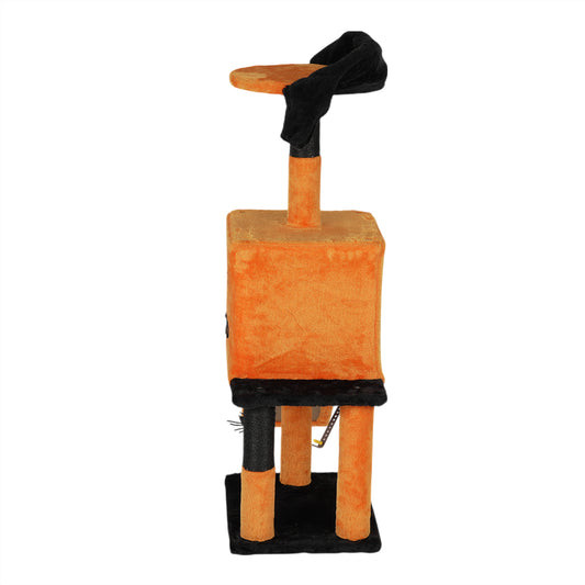 US Local 39.4" Halloween Cat Tree, Cat Tower Cat Tree for Indoor Cats with Spacious Cat Condo, Sisal Scratching Posts, Hanging Toys, Orange & Black