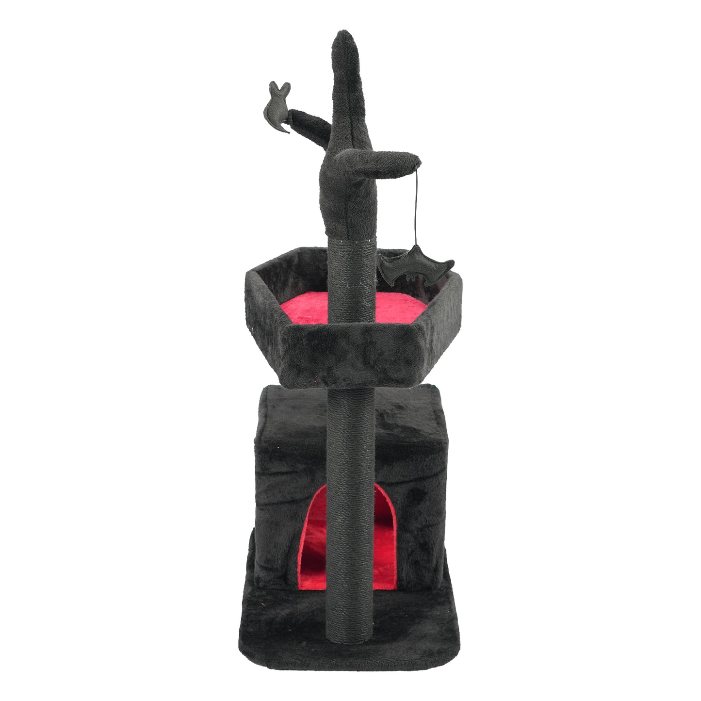 US Local Halloween 44.5" Heavy Duty Gothic Cat Tree Large Cat Tower Cat Tree for Indoor Cats Spacious Cat Condo Coffin for Large Cats Scratching Posts Hanging Ball Pet Activities Platform Cat Furniture