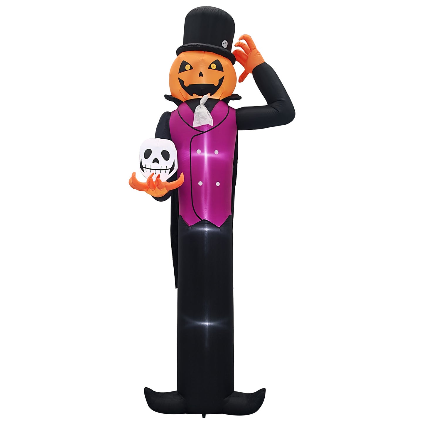 US Local 12FT Giant Halloween Inflatable Blow Up Decorations, Pumpkin Man Holding Skull with Built-in LEDs for Holiday Party Garden Lawn Yard Patio Décor