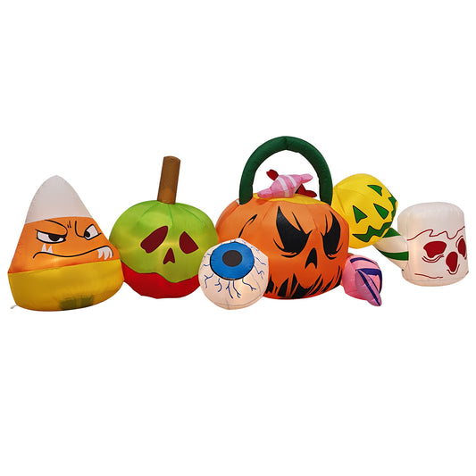 US Local 8FT Long Halloween Inflatables Pumpkins Eyeball Candy Outdoor Decorations, Blow Up Yard Decoration with Built-in LEDs Lighted for Lawn Garden Outside Indoor Decor