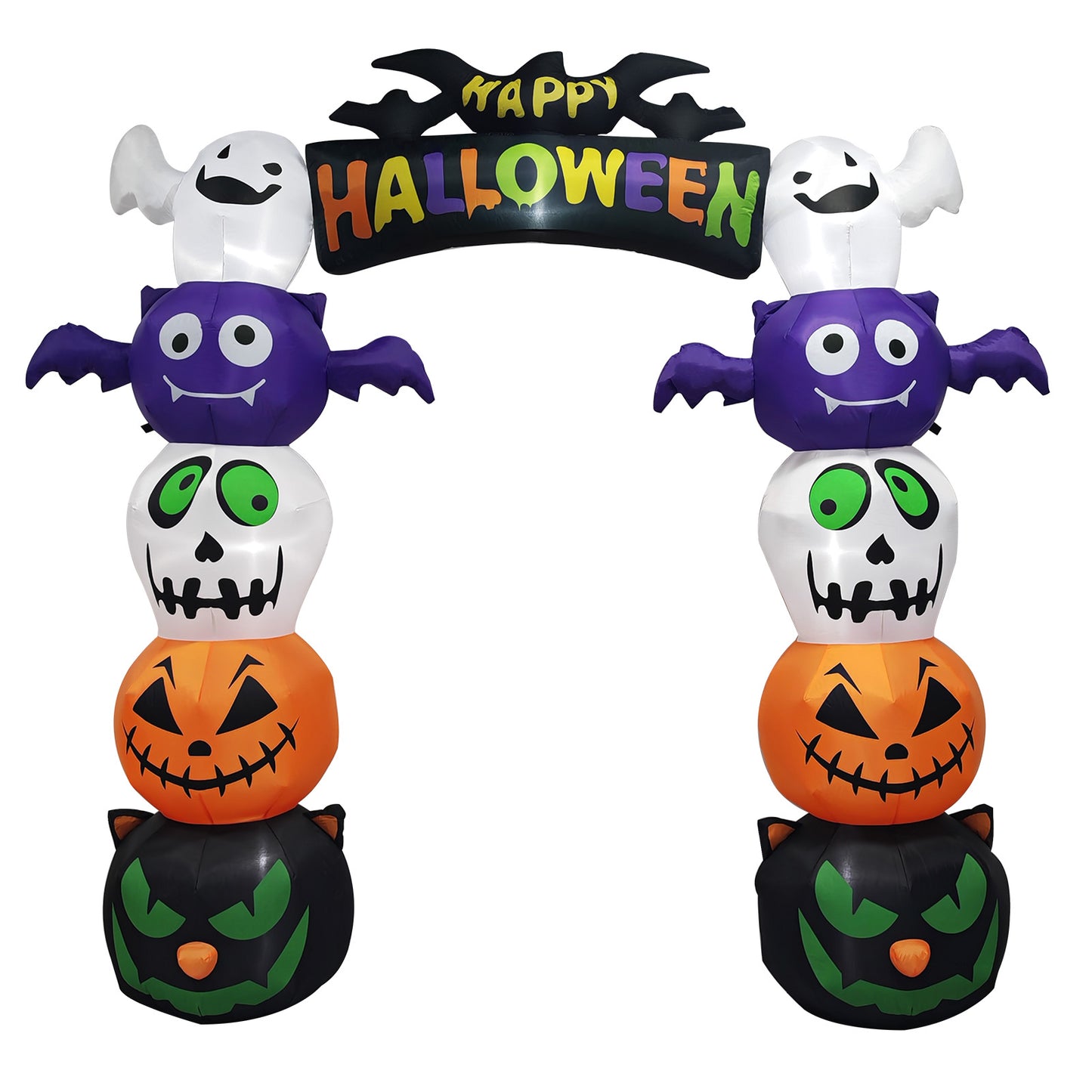 US Local 8.2 FT Cute Halloween Inflatables Pumpkin Archway Outdoor Decoration, Giant Blow up Yard Arch Decorations with Built-in LED Lights for Holiday Party Front Yard Lawn Garden Decor