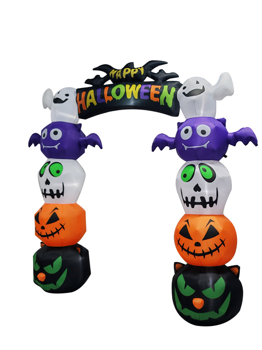 US Local 8.2 FT Cute Halloween Inflatables Pumpkin Archway Outdoor Decoration, Giant Blow up Yard Arch Decorations with Built-in LED Lights for Holiday Party Front Yard Lawn Garden Decor