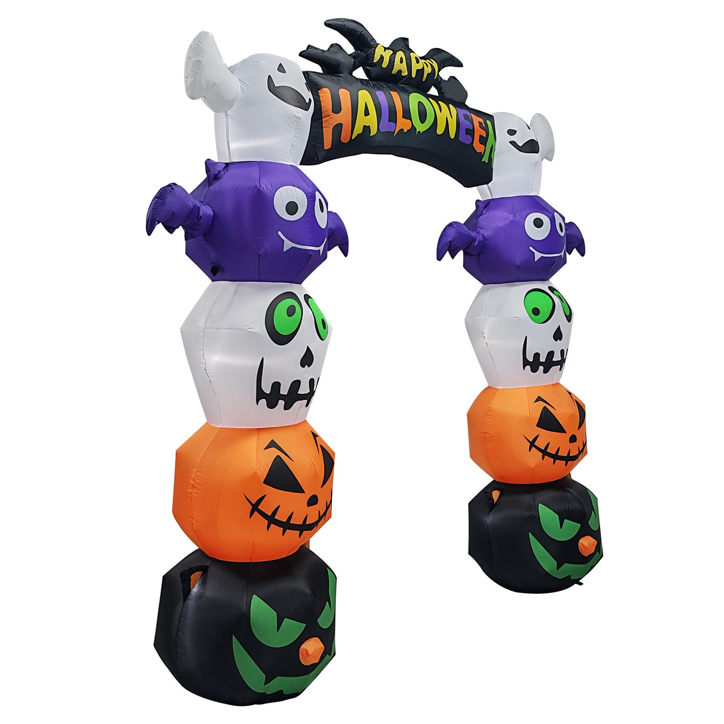 US Local 8.2 FT Cute Halloween Inflatables Pumpkin Archway Outdoor Decoration, Giant Blow up Yard Arch Decorations with Built-in LED Lights for Holiday Party Front Yard Lawn Garden Decor