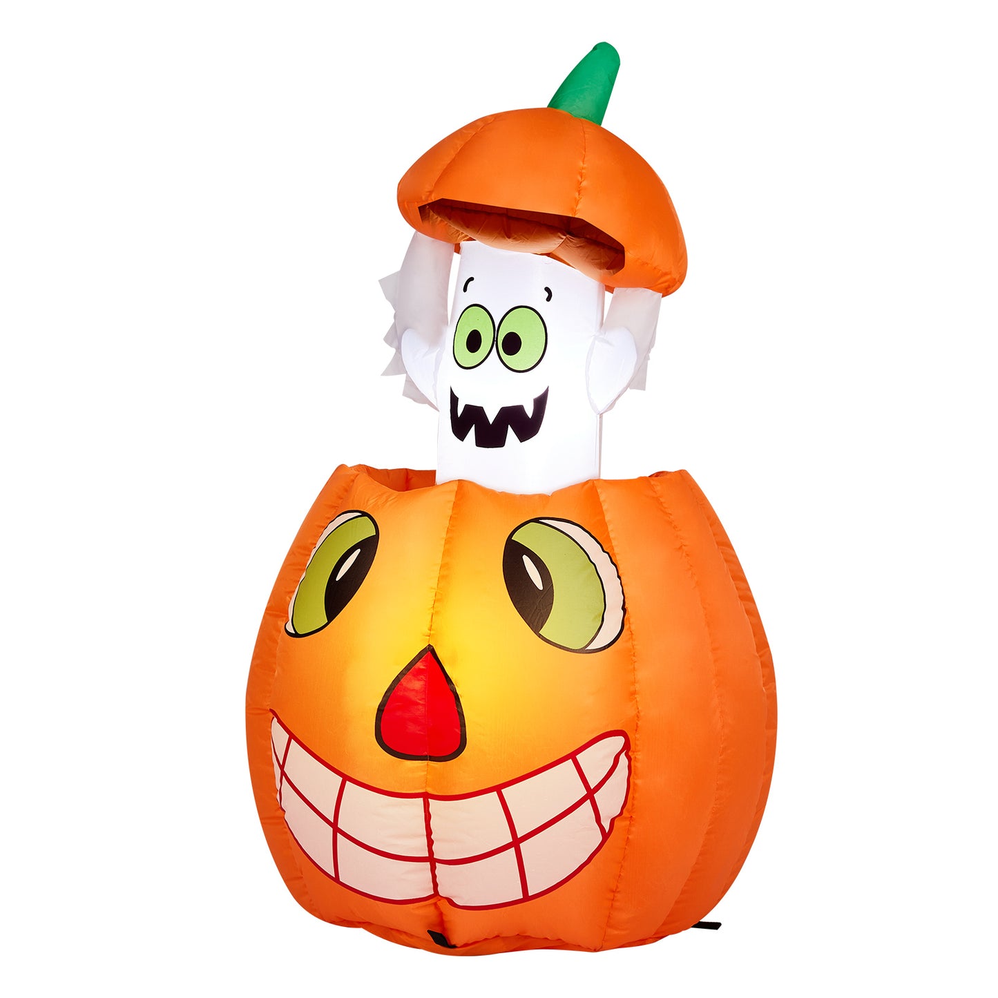 US Local 2.8 FT Halloween Inflatables Animated Pumpkin Ghost, Outdoor Decorations Blow Up Yard Decor with Built-in LEDs for Indoor Party Garden Lawn Decor