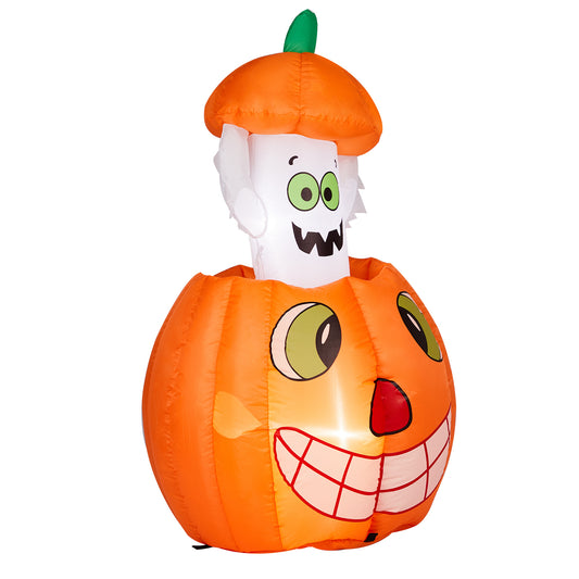 US Local 2.8 FT Halloween Inflatables Animated Pumpkin Ghost, Outdoor Decorations Blow Up Yard Decor with Built-in LEDs for Indoor Party Garden Lawn Decor