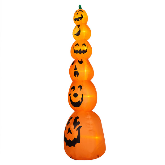 US Local 9FT Halloween Inflatable Stacked Pumpkins, Blow up 6 Pumpkins Inflatable with Built-in LED Lights Outdoor Decorations Large Party Yard Decoration
