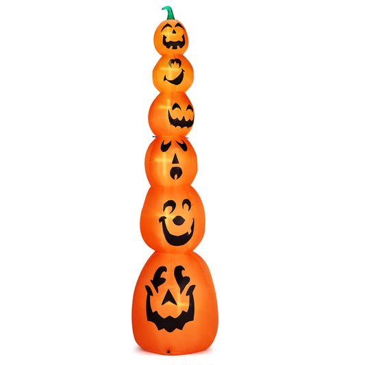 US Local 9FT Halloween Inflatable Stacked Pumpkins, Blow up 6 Pumpkins Inflatable with Built-in LED Lights Outdoor Decorations Large Party Yard Decoration
