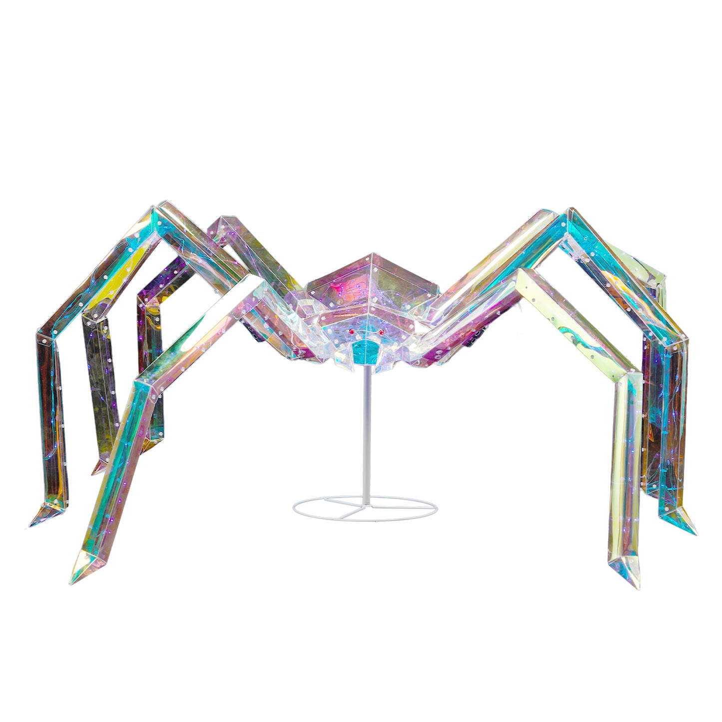 US Local 3FT Halloween Decorations Light Up Spider, Outdoor Halloween Decor Lighted Iridescent Spider, Weather Proof Pre-lit Spider with 340 LED Lights, for Front Yard Porch Gardens Lawns Party