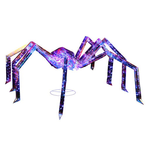 US Local 3FT Halloween Decorations Light Up Spider, Outdoor Halloween Decor Lighted Iridescent Spider, Weather Proof Pre-lit Spider with 340 LED Lights, for Front Yard Porch Gardens Lawns Party