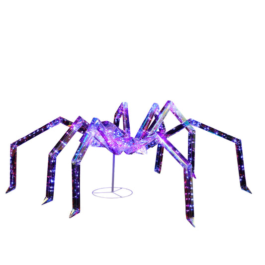 US Local 3FT Halloween Decorations Light Up Spider, Outdoor Halloween Decor Lighted Iridescent Spider, Weather Proof Pre-lit Spider with 340 LED Lights, for Front Yard Porch Gardens Lawns Party