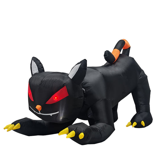 US Local 6.5 FT Halloween Inflatables Animated Black Cat with Shakable Head, Outdoor Decorations Blow Up Yard Decor with Built-in LEDs for Indoor Party Garden Lawn Decor