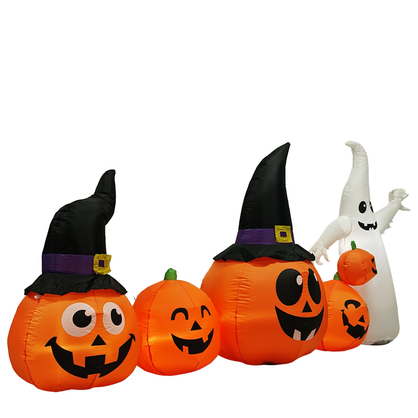 US Local 8FT Long Halloween Inflatables Pumpkins Ghost Outdoor Decorations, Blow Up Yard Decoration with Built-in LEDs Lighted for Lawn Garden Outside Indoor Decor