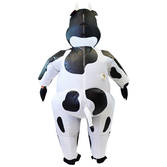 UK Local Inflatable Cow Costume - Vibrant Life-Size Cartoon Character Outfit for Halloween, Christmas, LARP Parties, Photography Props, and Stage Performances