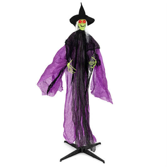 US Local 7.2ft Sound-Activated Halloween Witch - Eerie Arm Movements, Terrifying Sounds & Glowing Eyes for Indoor/Outdoor