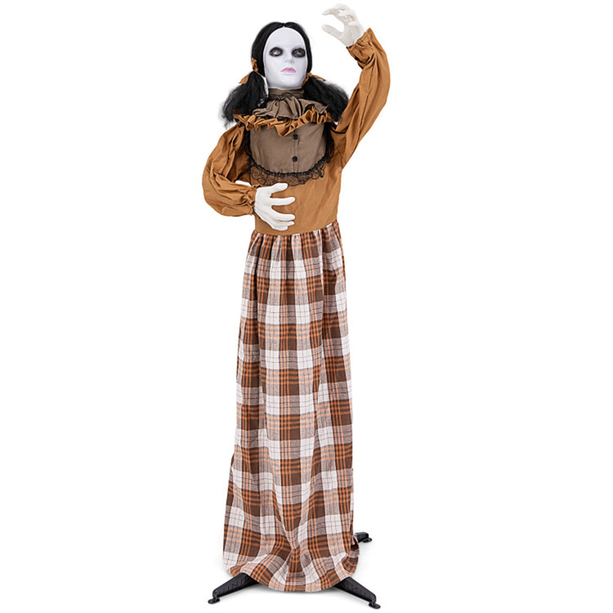 US Local 5.4ft Halloween Animatronic Witch - Scary Pop-Up Head, Sound/Button Activation, 4 Flashing Red Eyes & Screeching Laugh