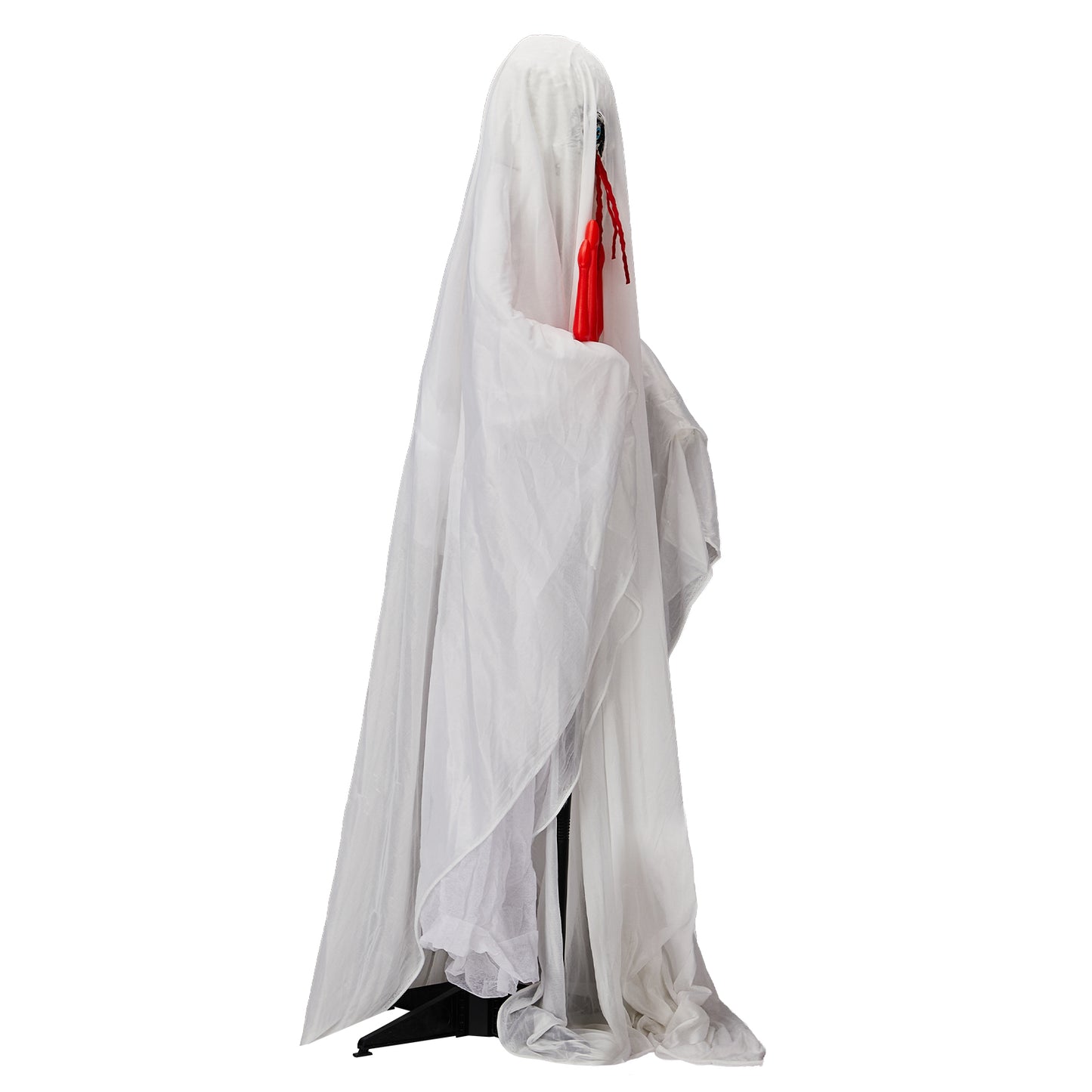 US Local 4.3ft Halloween Decorations Outdoor Life Size Animatronics Ghost with Trident, Sound-Actived Party Decor with Green Lights and Creepy Sound, Scary Haunted House Props for Garden Yard Lawn