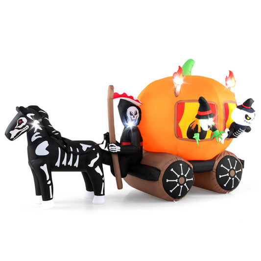 US Local 10.2x2.6x5.9ft Halloween Inflatable Carriage - 6 LED Lights, Premium Polyester (IP44 Waterproof), Built-in Blower