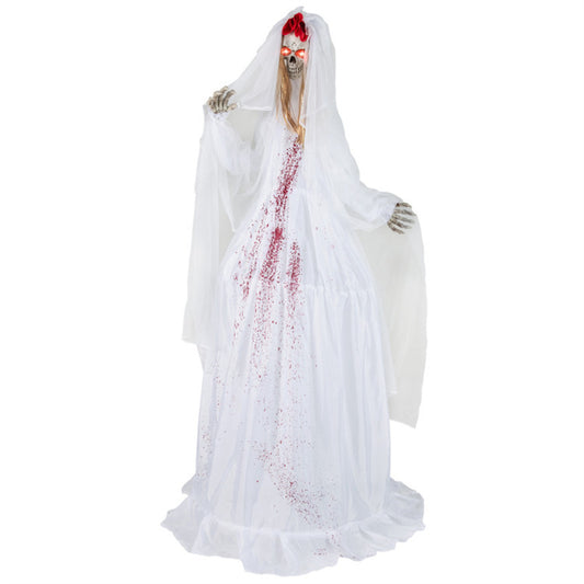 US Local 7.2ft Life-Size Animated Halloween Bride Prop - Bloodstained Dress, Sound-Activated