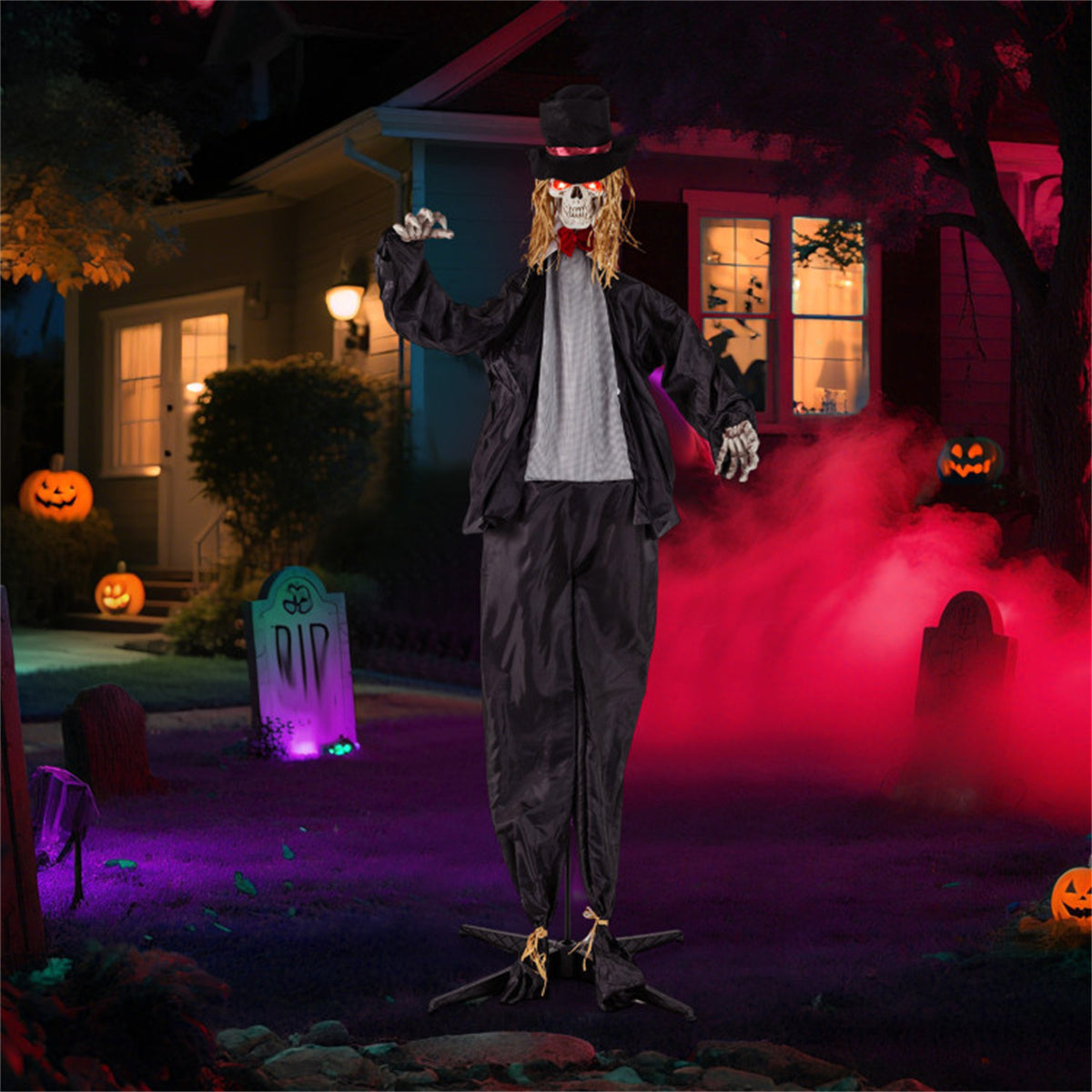 US Local 7.2ft Life-Size Animated Halloween Groom Prop - Formal Suit, Sound-Activated