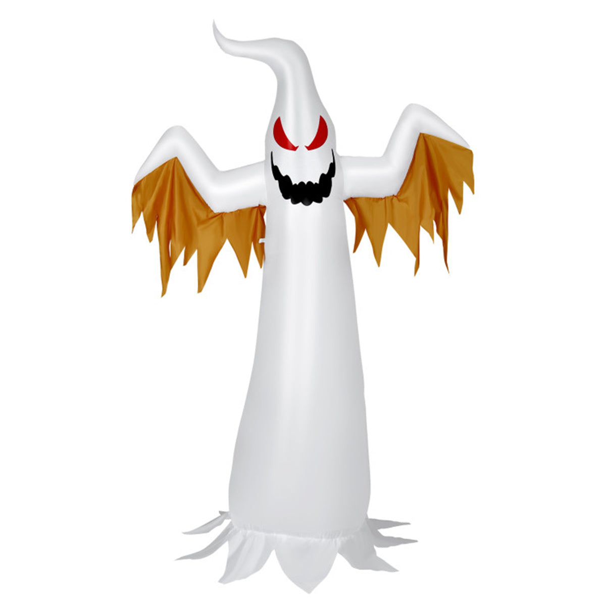 US Local 8FT Halloween Inflatable White Ghost - Rotatable Colorful LED Flame Lights, 190T Waterproof Polyester, Built-In Blower for Quick Inflation