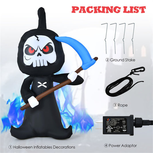 US Local 6Ft Halloween Inflatable Ghost Decor  - Built-In Blower for Easy Installation, Shinning Module Lights
