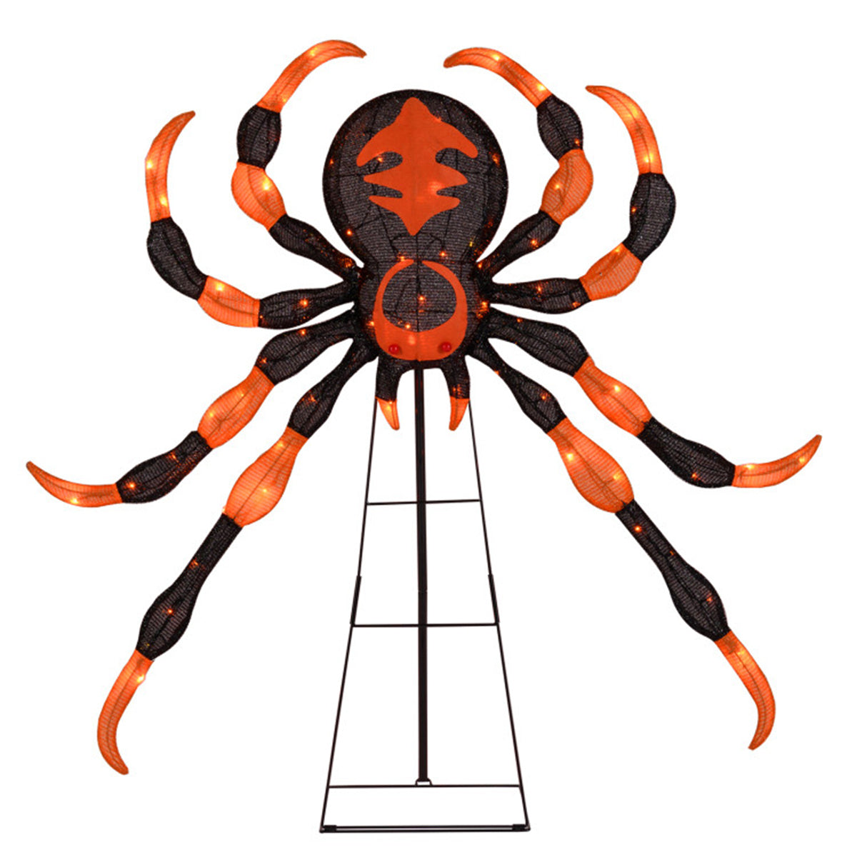 US Local 52" Large Halloween Spider Decoration with 80 LED Lights  - Weatherproof Metal & Fabric Spider with Sturdy Stand,