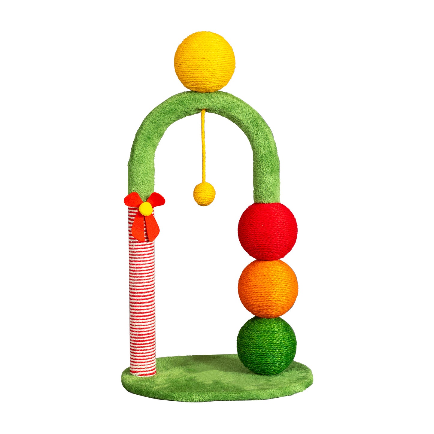 US Local 29in Cat Tree Tower with Sisal Scratcher Balls, Cute Holiday Scratching Post with Danging Ball for Indoor Cats