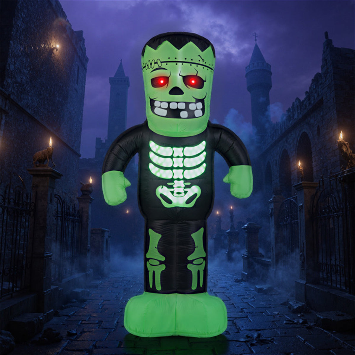 US Local LED-Lit Inflatable Frankenstein (8.4ft) - 90s Fast Inflation Waterproof Outdoor Halloween Decor with Stakes/Ropes