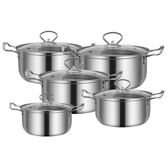 US Local 11PCS Induction Non Stick Stainless Steel Cookware Cooking Pot Pan With Lids Set