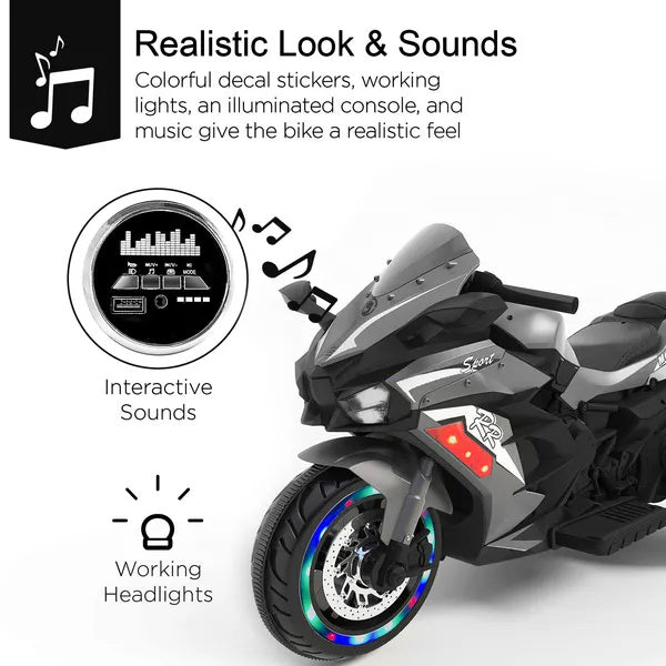 US Local Motorcycle For Kids, 12V Electric Ride On Motorcycle For Brithday Gifts, Kids Motorcycle With LED Lights, Music