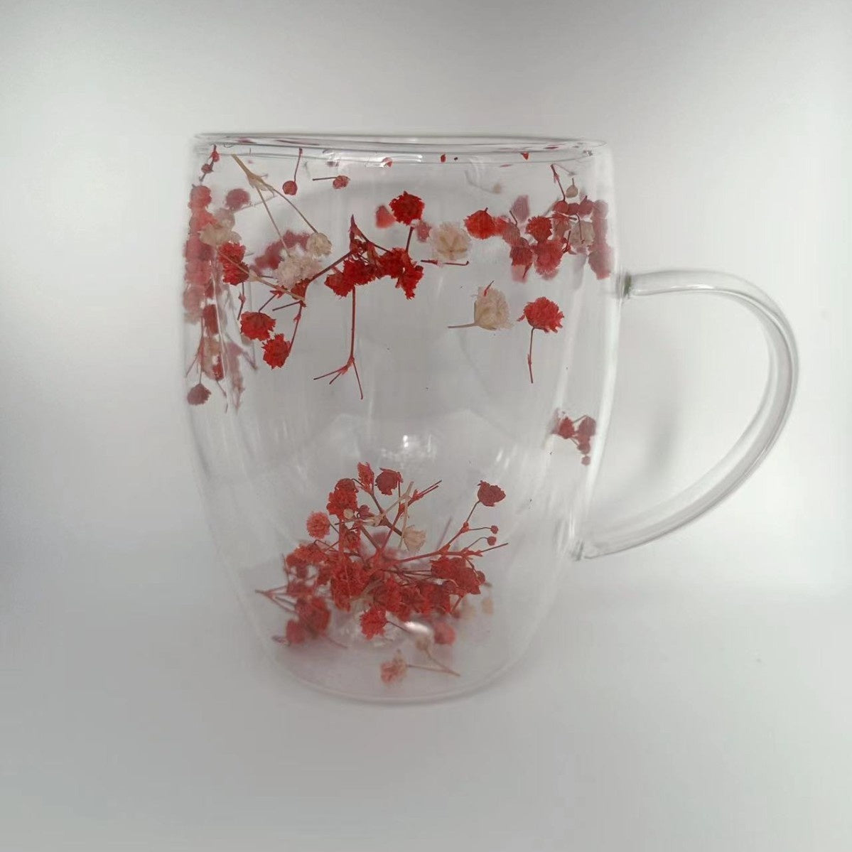 Real Flower Double Layer Glass Cup Good-looking Starry Sky