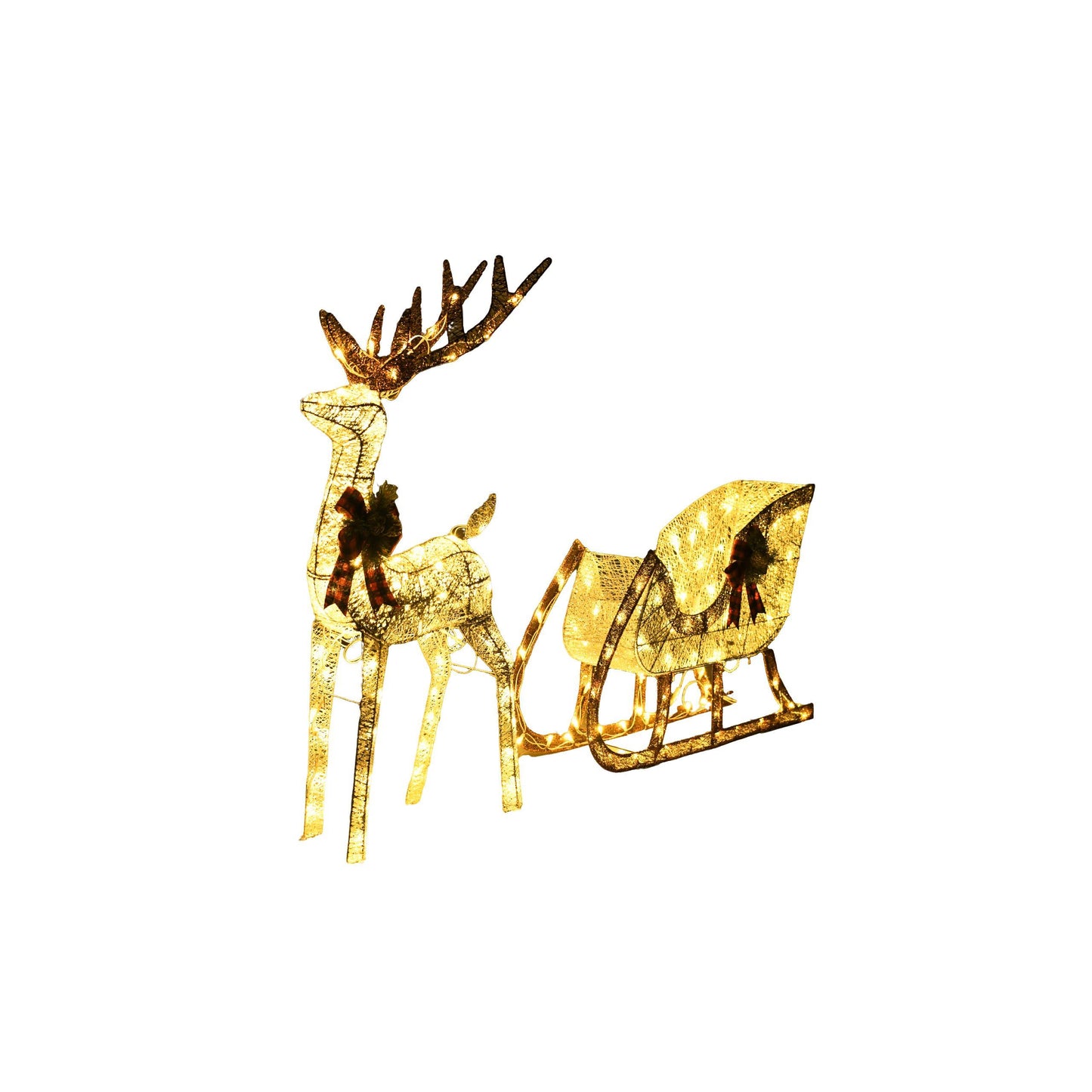 US Local 48-inch Christmas Reindeer And 38-inch Sleigh Decorations Create A Festive Atmosphere, Suitable For Indoor And Outdoor Scenes, A Must-have For Christmas