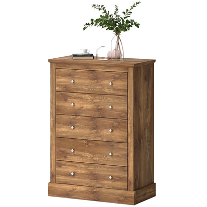US Local 31 Wide Farmhouse Chest Of Drawers With 5 Drawers, Dresser For Bedroom With Wood Top For Living Room, Brown