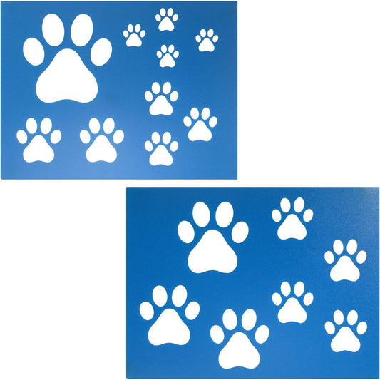 US Local Two Counts Dog Paw Cat Paw Print Stencils Sheet Template, Various Paw Print Sizes,