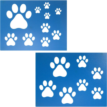US Local Two Counts Dog Paw Cat Paw Print Stencils Sheet Template, Various Paw Print Sizes,