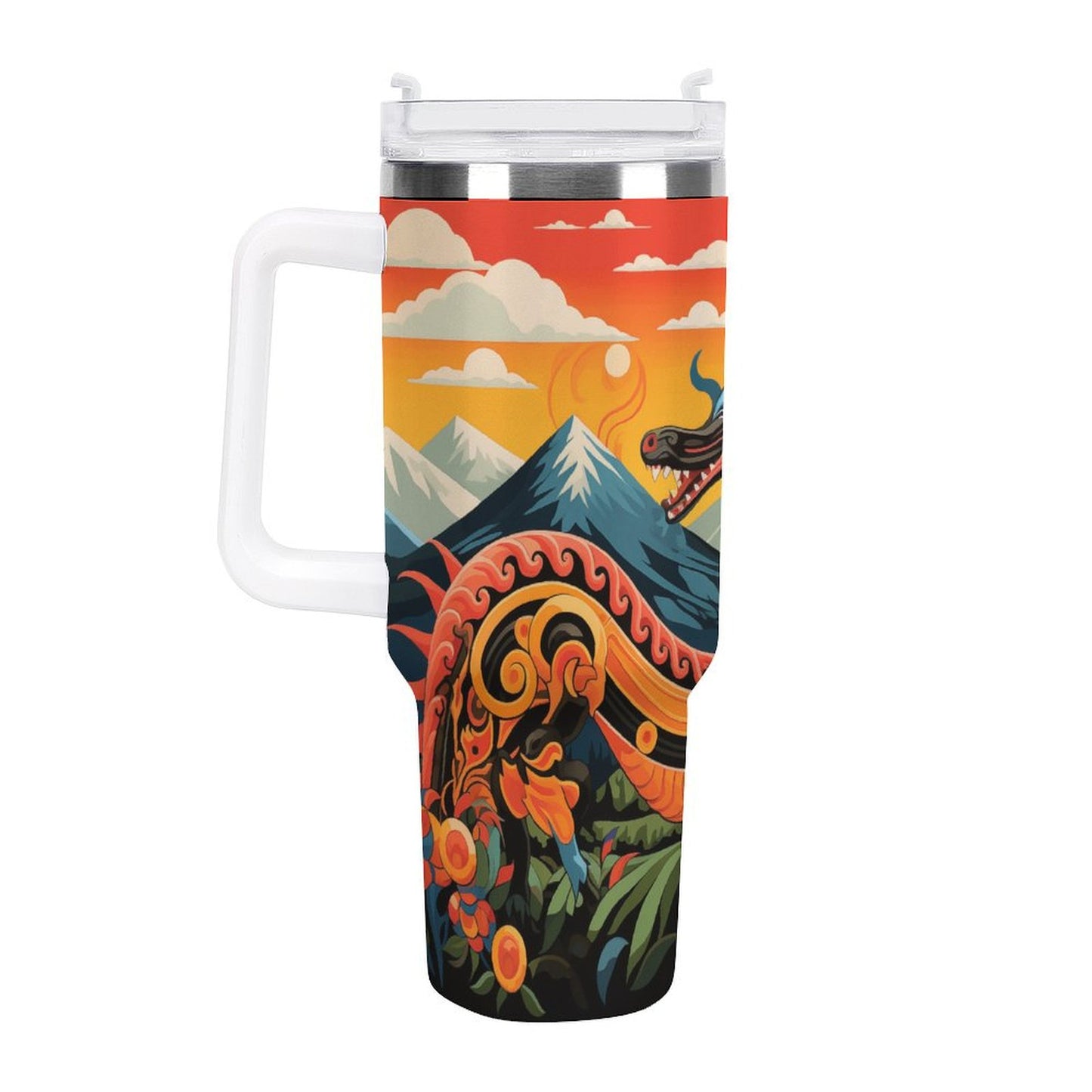 PHDT00532 POD US Local Tumbler 40oz Large Capacity Car Cup Dragons, Myths, Fields