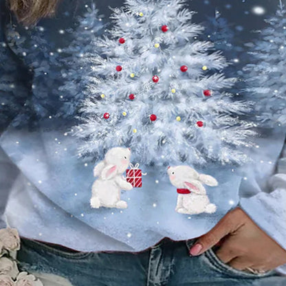 Christmas Printed Pattern Loose Sweater Coat
