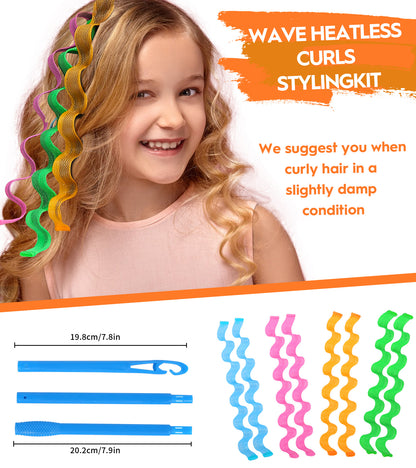 US Local Heatless Hair Curlers Wave Curls Styling Kit For Women Girls On Hair Care - 30 Pcs - 6 Colors