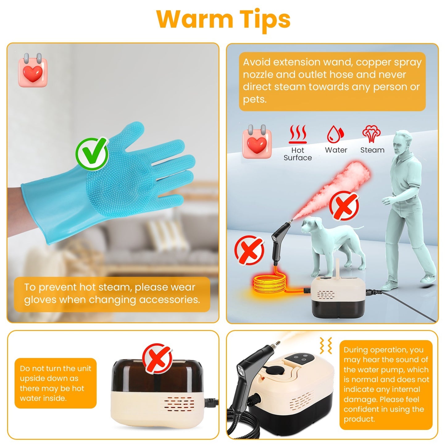 US Local 1500W Handheld High Temperature And Pressure Steamer Cleaner With 1200ML Tank 8 Accessories 6 Steam Levels Digital Display Handle Control For Dirt Grease Grout Tile Floor Couch Car