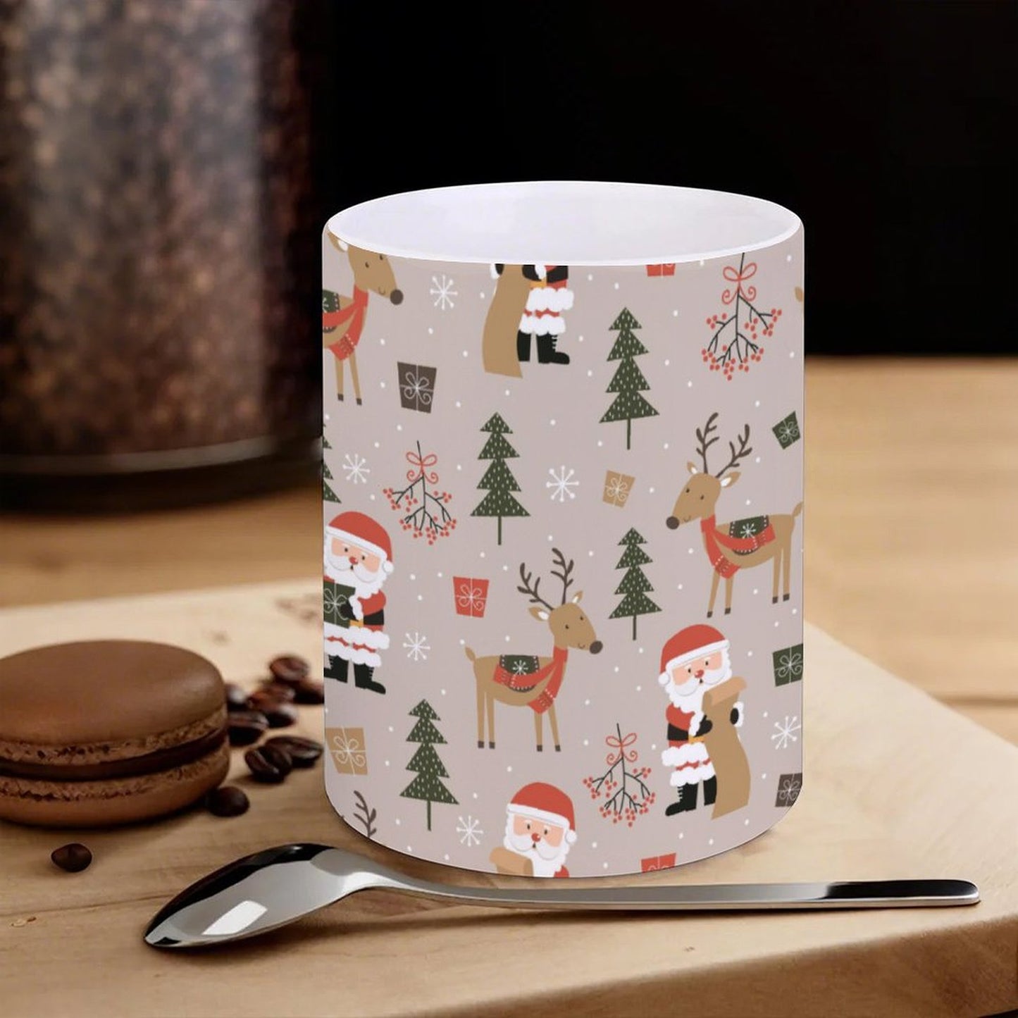 POD US Local White mug with full print, Brown, Christmas, Santa Claus 0019