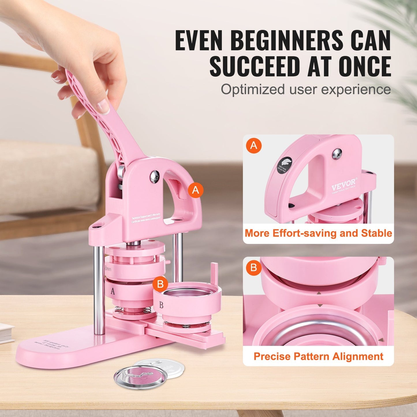 US Local 3-IN-1 Button Maker,  300pcs Button Parts,Button Maker Machine With Panda Magic Book, Ergonomic ArcHandle Punch Press Kit, For Children DIY Gifts